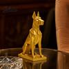 One-piece Molded Dog Figure 3D Printed Geometric Doberman Figurine, Golden Decorative Sculpture, Modern Animal Tabletop Ornament Statue for