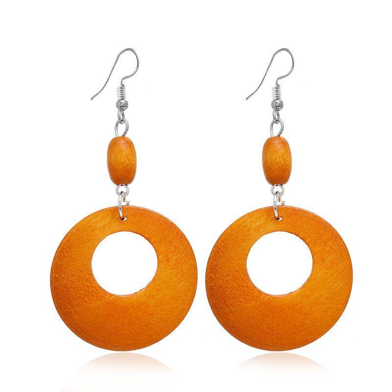 Wooden Earrings Fashion Fashion Exaggerated Geometry Cut Out Wood Earrings Women A