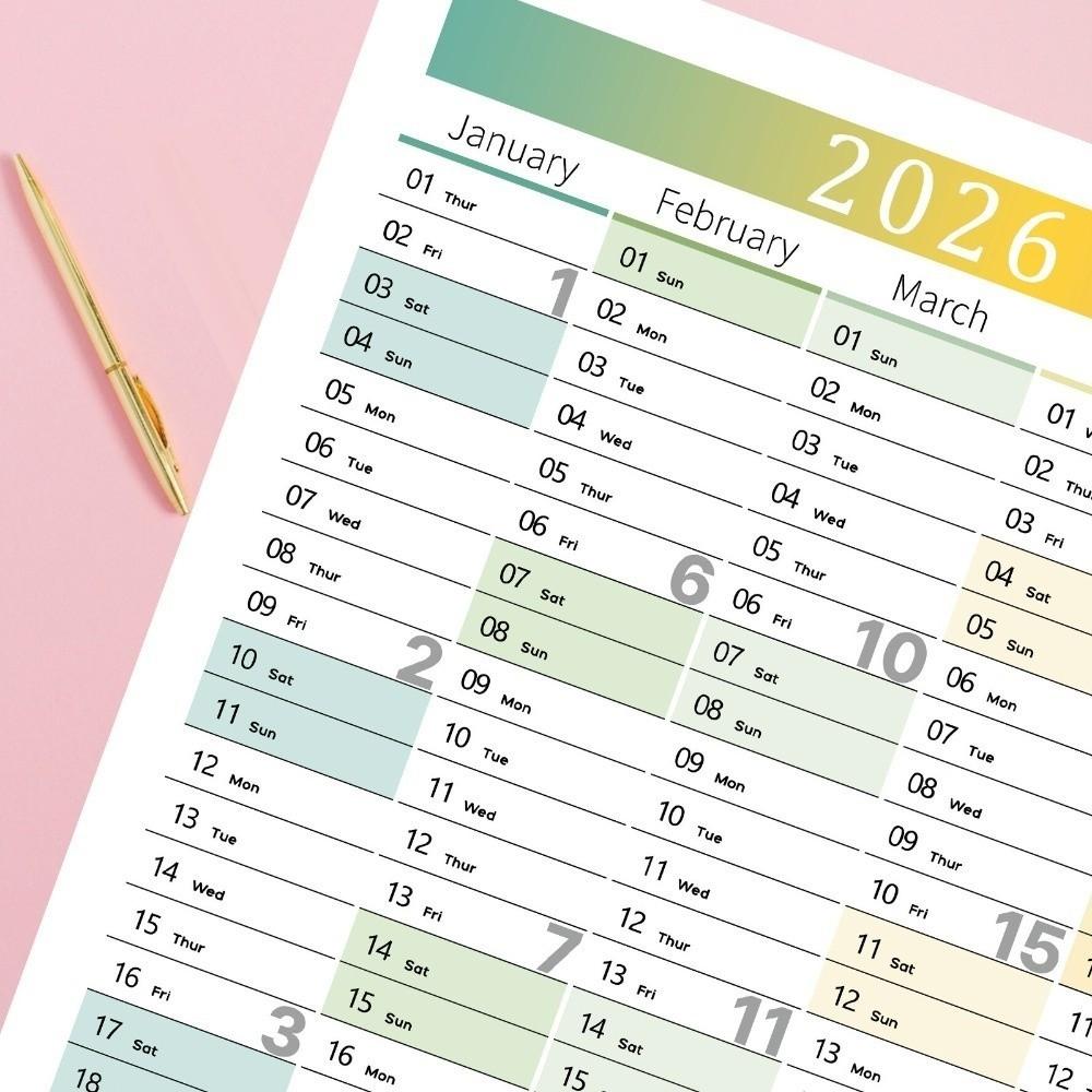 Neuer 12-Monats-Wandkalender 2026 30x20 Zoll Wandmontage Wandplaner mit Beschriftungsaufklebern Nicht laminiert Ganzjahreskalender Büronutzung