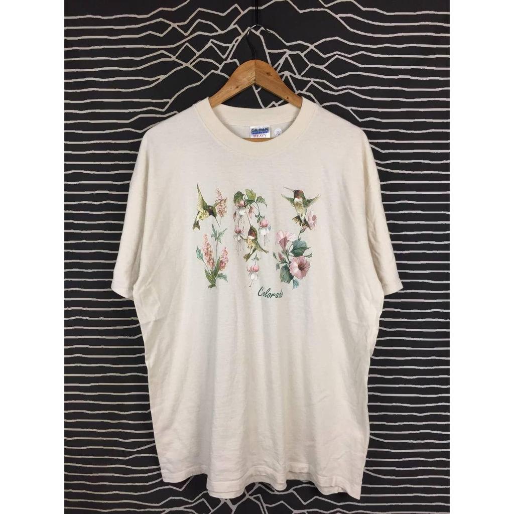 Vtg 00s Colorado Hummingbird Nature Botanical Tee Size XL