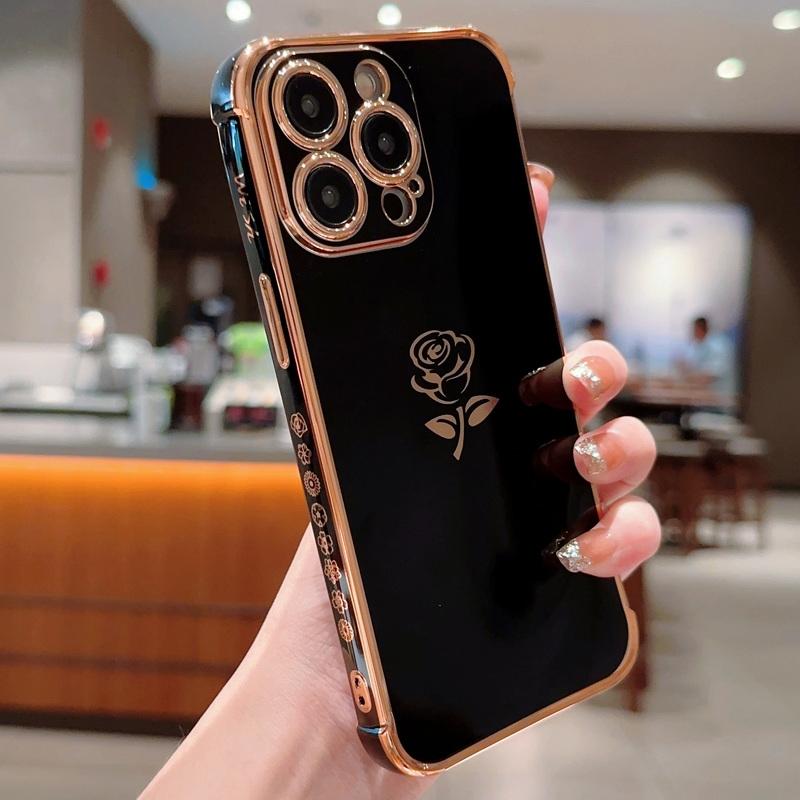 

Роскошный чехол с розовым покрытием для iPhone 16 15 14 Pro Max 13 11 Samsung S24 S23 FE A54 A34 Google Pixel 8, противоударный мягкий цветной чехол из ТПУ iPhone 15 чёрный