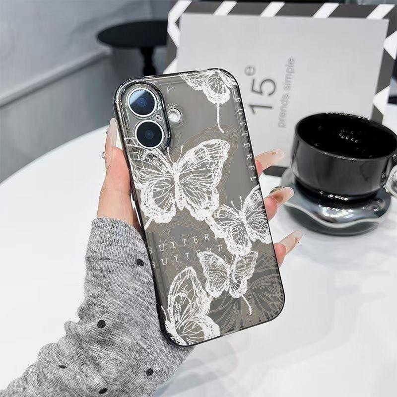 Butterfly Ink Painting Transparent Phone Case for Apple iPhone 13/14/15 Pro/16 Pro Max/17