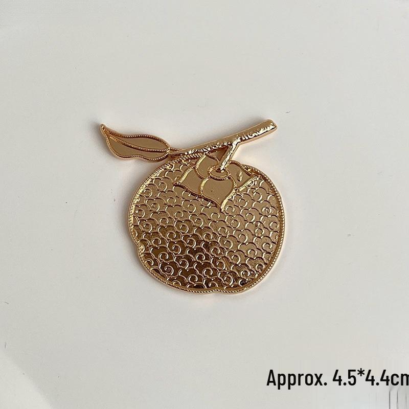 Handcrafted Brocade Gourd Pendant Brooch with Groove Base