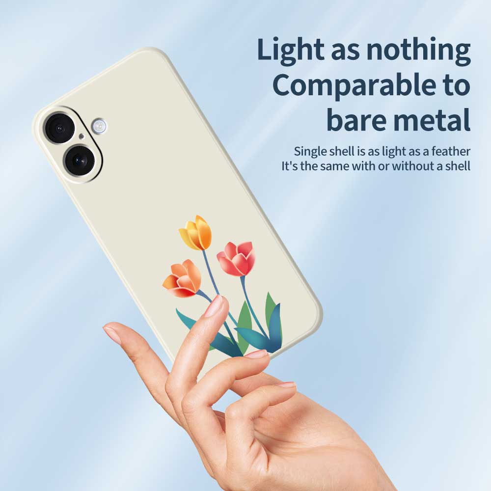 For iPhone 17 Case Three Flowers Pattern Printing Straight Edge TPU Phone Back Cover