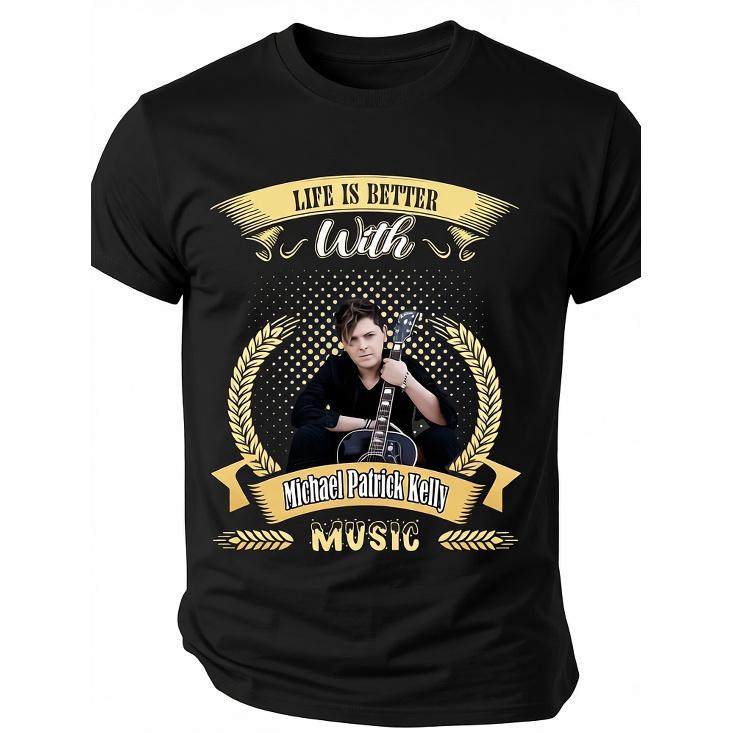 T-Shirt Musicale Michael Patrick Kelly - Maglietta a Maniche Corte con Stampa Iconica della Firma, Camicia Casual Girocollo 220g Adatta per - Indossare & Musica