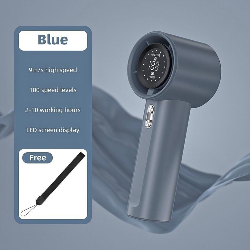 

Handheld Small Fan Usb Charging 100 Levels Digital Display Rechargeable High-speed Handheld Turbo Portable Violent Fan синій