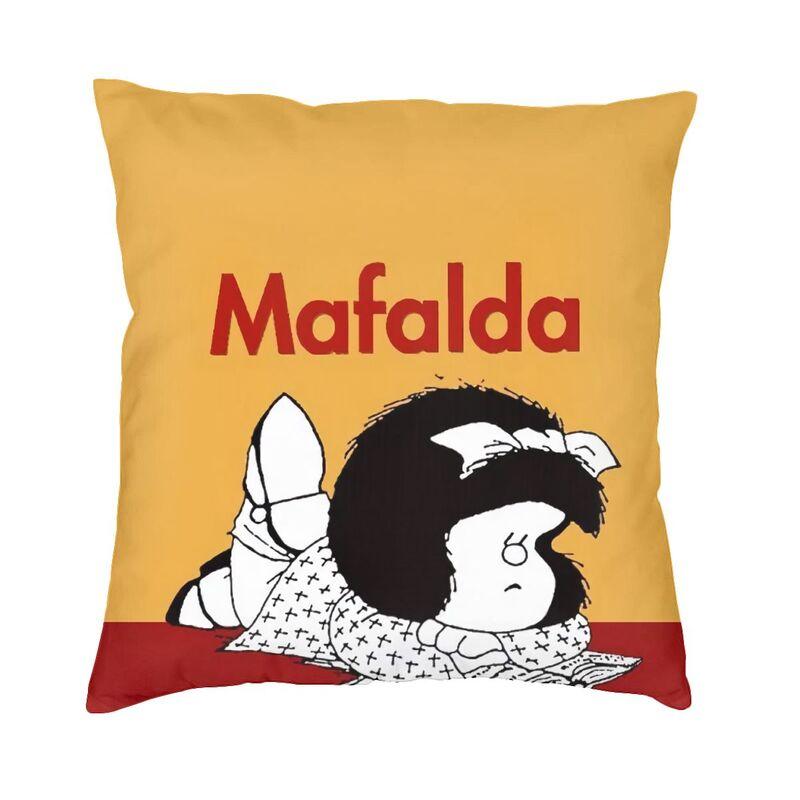 Federa per Cuscino Quadrata Pensierosa di Mafalda Decorazione per la Casa Stampa 3D Double-Sided Fumetto di Quino Cartone Animato Federa per Cuscino per Divano