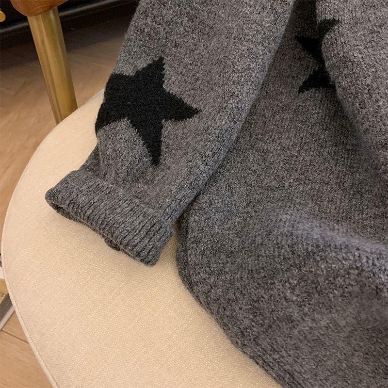 Women Autumn Winter Sweater Thickened Warm Knitted Stretchy Long-Sleeve Oversized Top