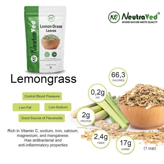 NeutraVed Lemongrass Tea Leaves Boost Metabolism Used For Detox -100g