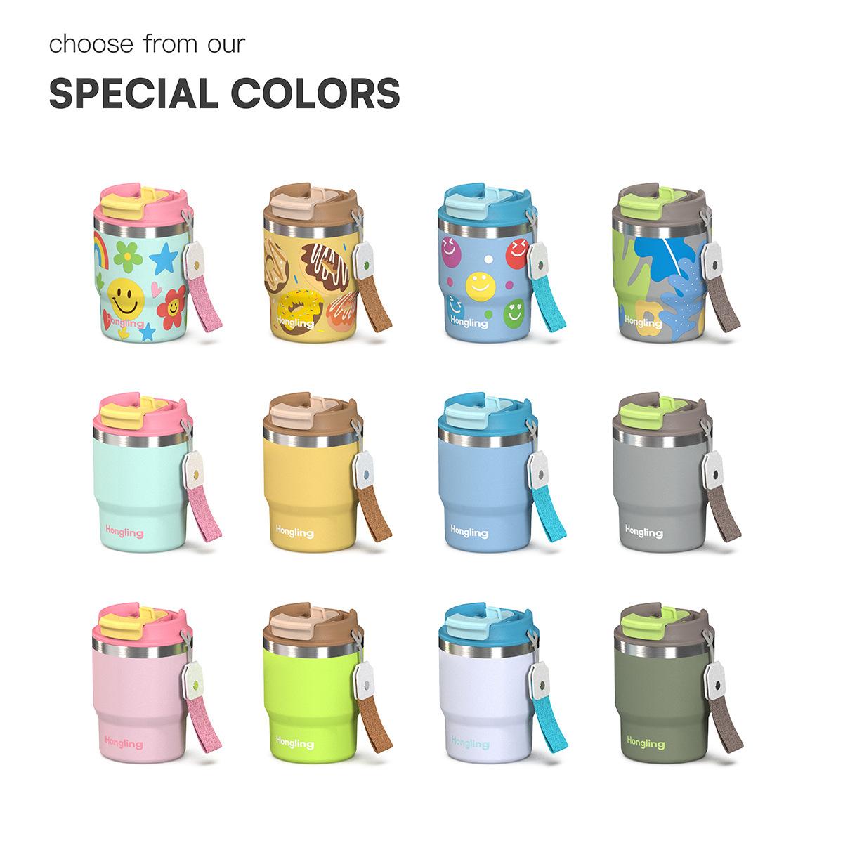 Explosive 16oz double drink coffee cup 304 stainless steel thermal insulation car cup rope straw thermos cup 12oz/360ml coffee mug