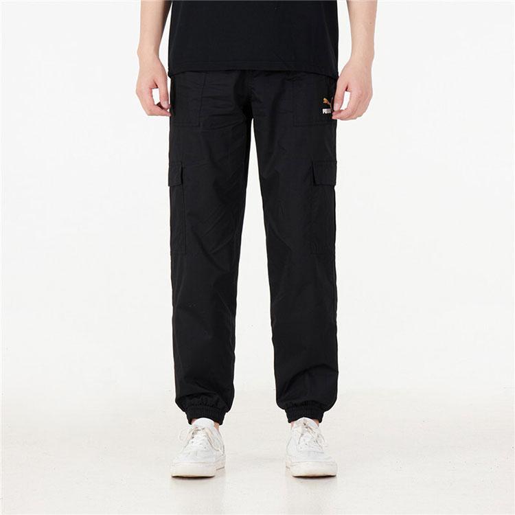 Puma Classics Cargo Pants With Cuffed Ankles And Printed Logo Pockets Men Bottoms Black 536307-51