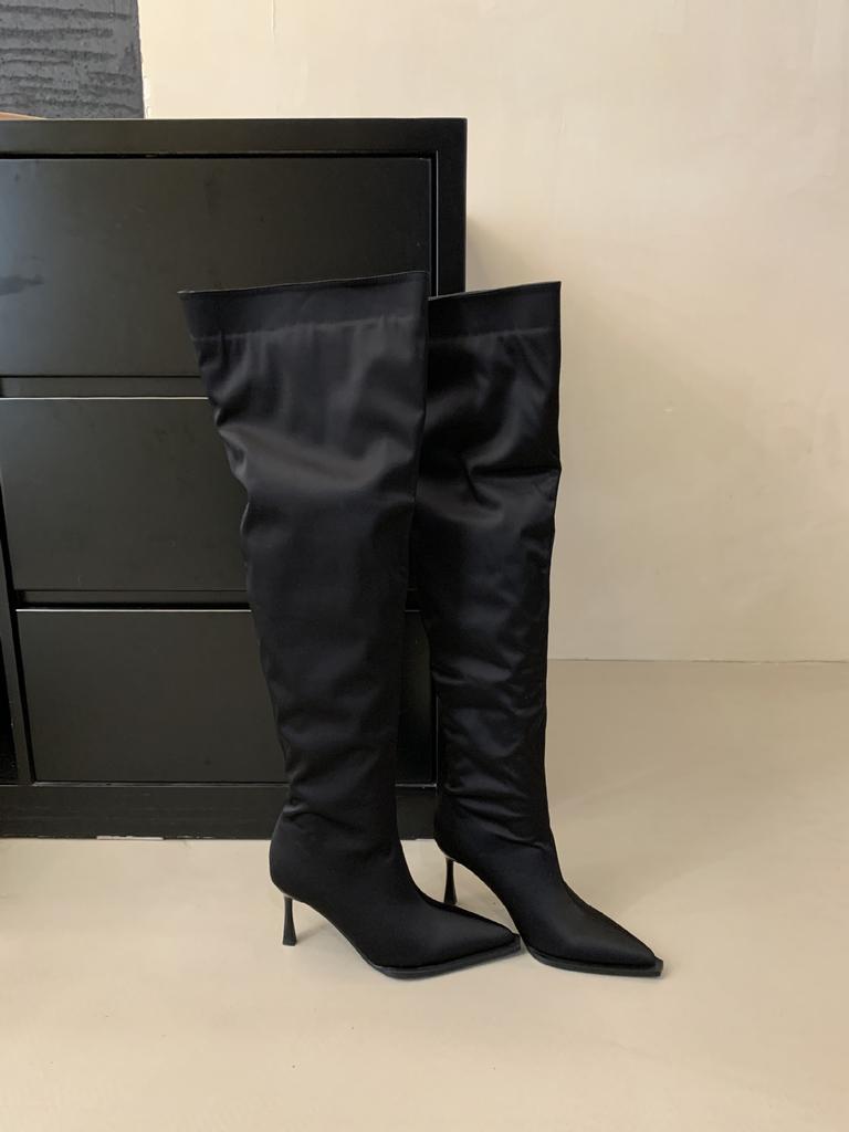 High Heel French Pointed Over Knee Boots Women's Boots 2025 New Spice Girls Pleated Pile Boots