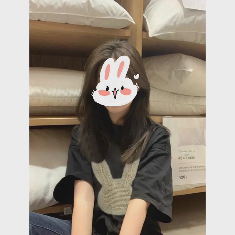 

2023 Летняя женская футболка свободного покроя с короткими рукавами Red Rabbit XL чёрный