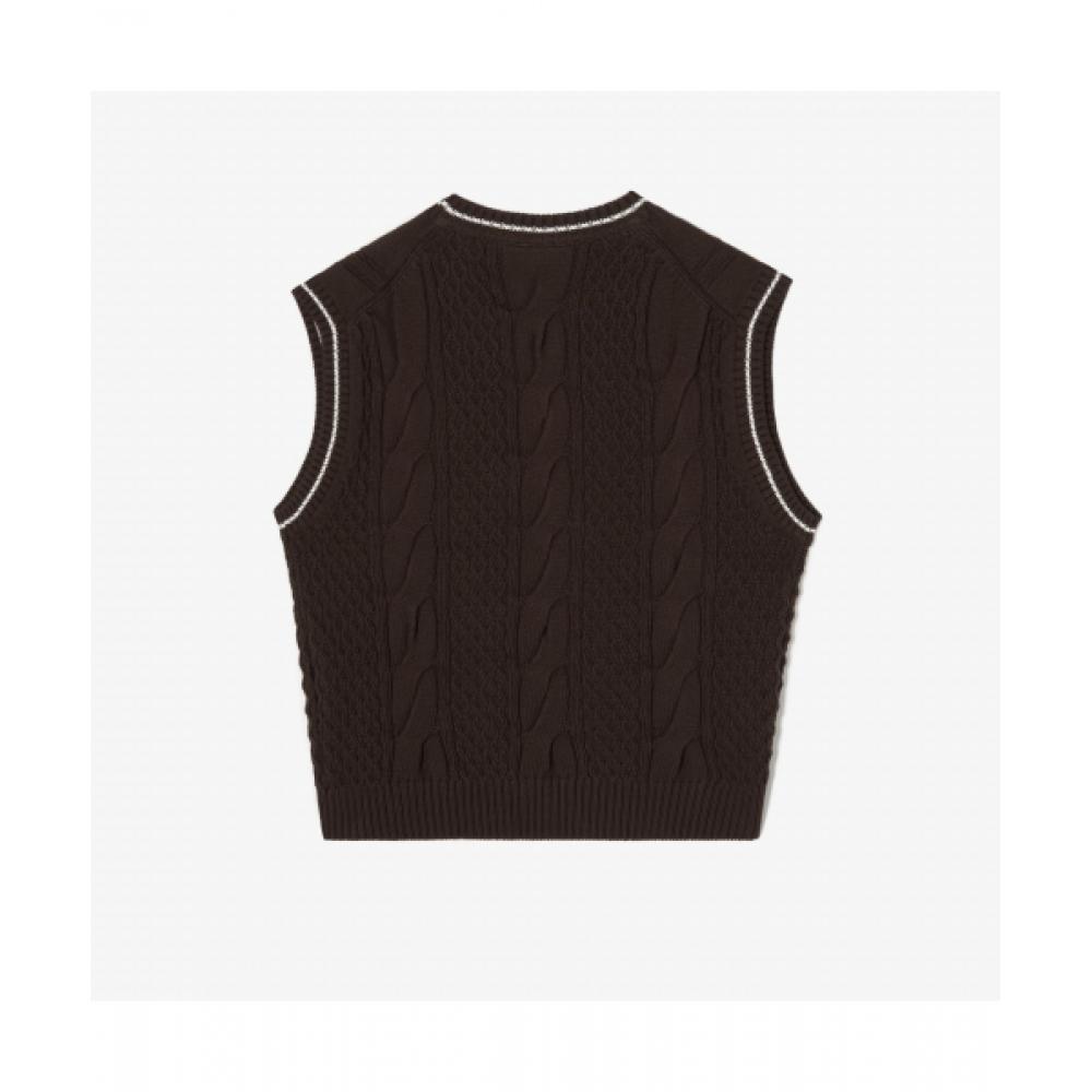 Lacoste Women S Tipping Point Cable veSt [brown]