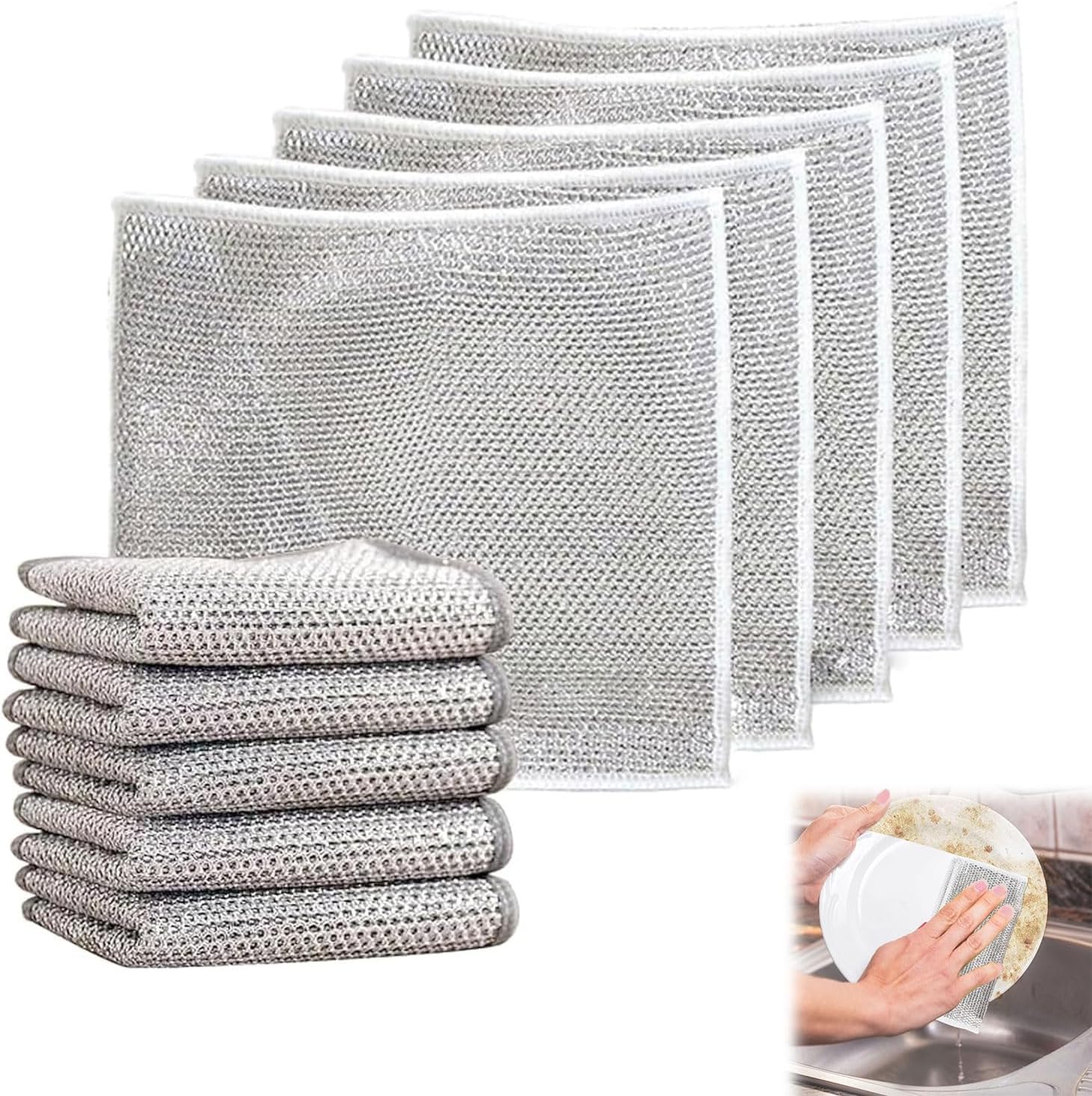 

10/30/50 ШТ. Антипригарні серветки Кухонна плита Миття посуду Дріт для чищення тканин 10pcs сірий