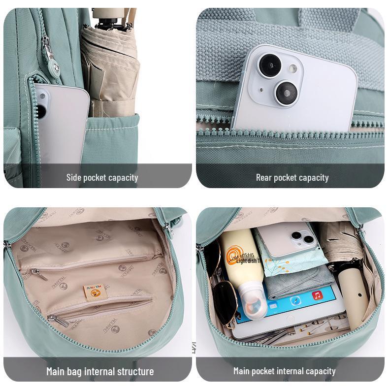 Large Capacity Unisex Nylon Backpack - Solid Color, Casual Outdoor Student Bookbag