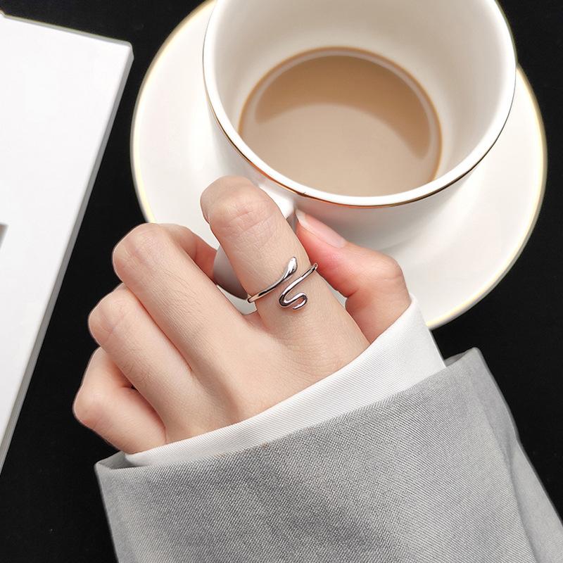New Snake Shaped Ring Men and Women Tail Ring Small Snake Index Finger Ring Opening Adjustable Personality Ring