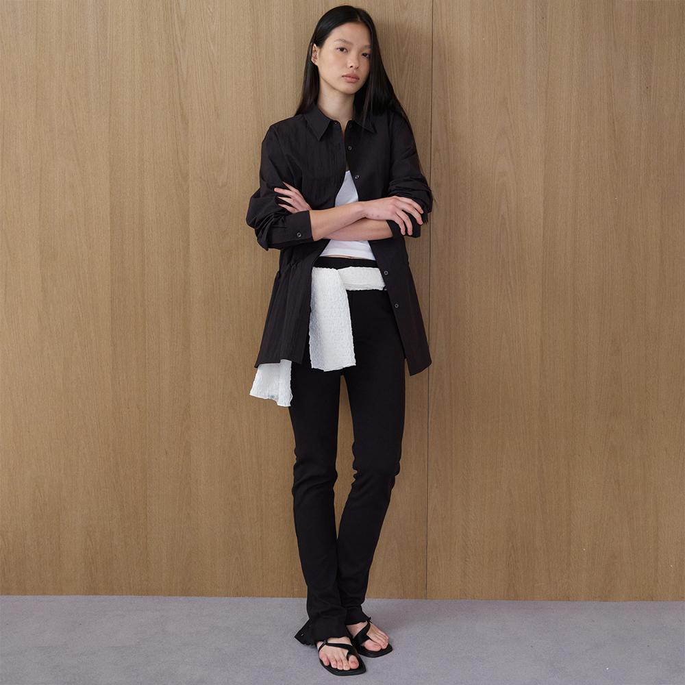 NOEUD Rib Button Leggings Pants (Black)