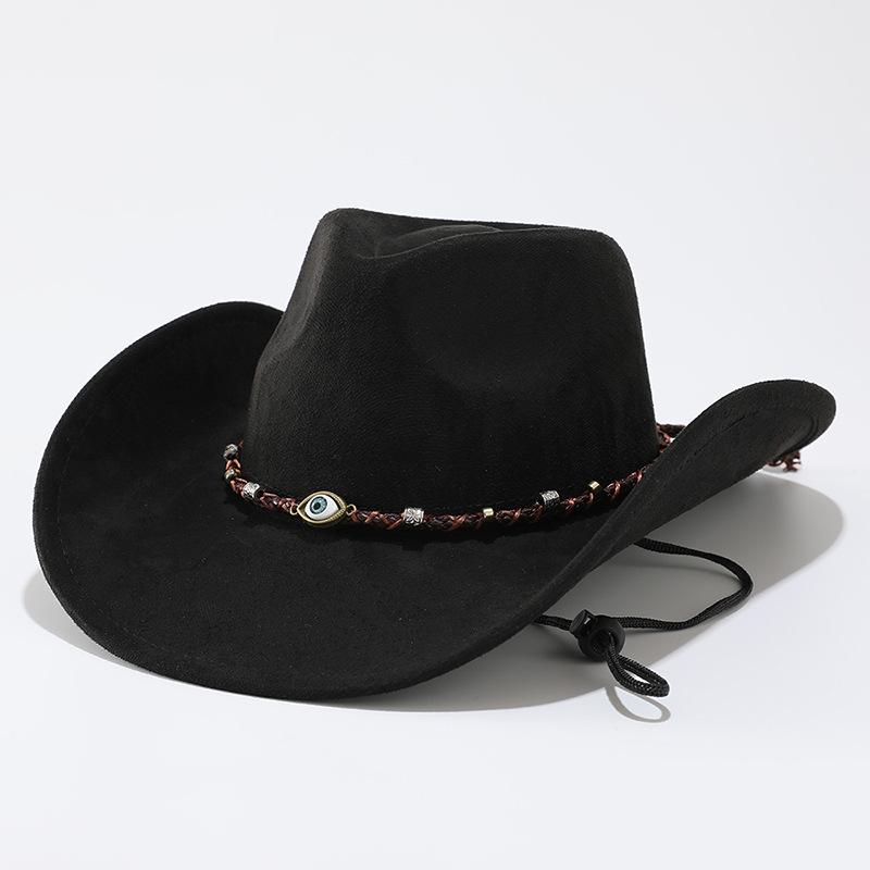European and American Tibetan top hats men's and women's sunshade western cowboy hats new suede jazz hats famous style warped felt hats