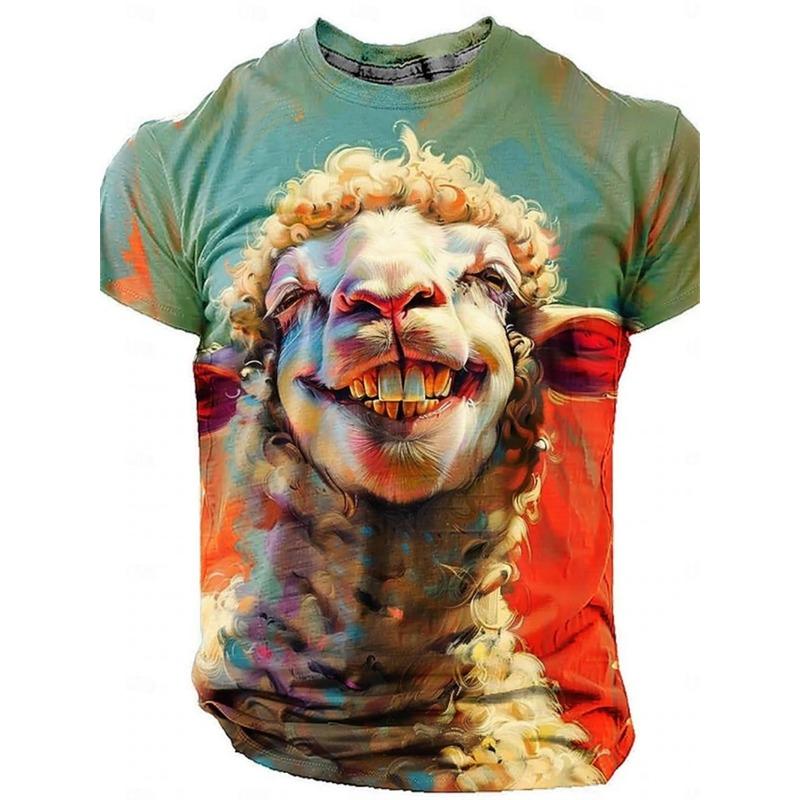 Men's Funny Cat And Shark T Shirt Tops 3D Print Short Sleeve Crew Neck Animal Tee Shirts New In Oversized T Shirts Clothes