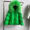 Winter new high-end fur big fox fur collar hooded down jacket women's butterfly straps thickened warm jacket
