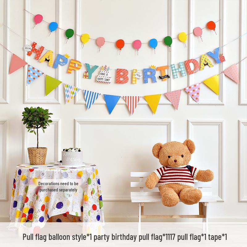 Alles Gute zum Geburtstag Girlande für Mädchen - Partybanner mit Blumendekorationen