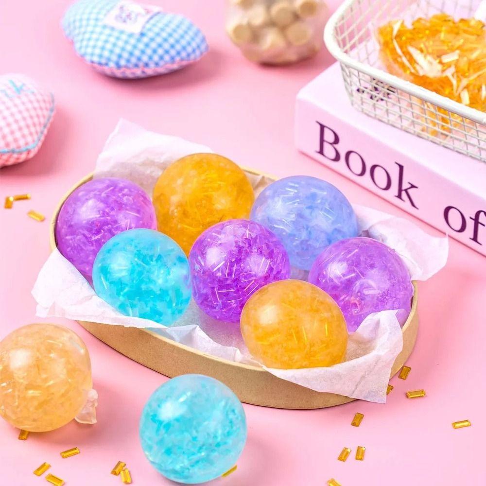6Pcs Elastic Stretchable DIY Stress Relief Ball TPR Noise Making Ball Squish Toy Production