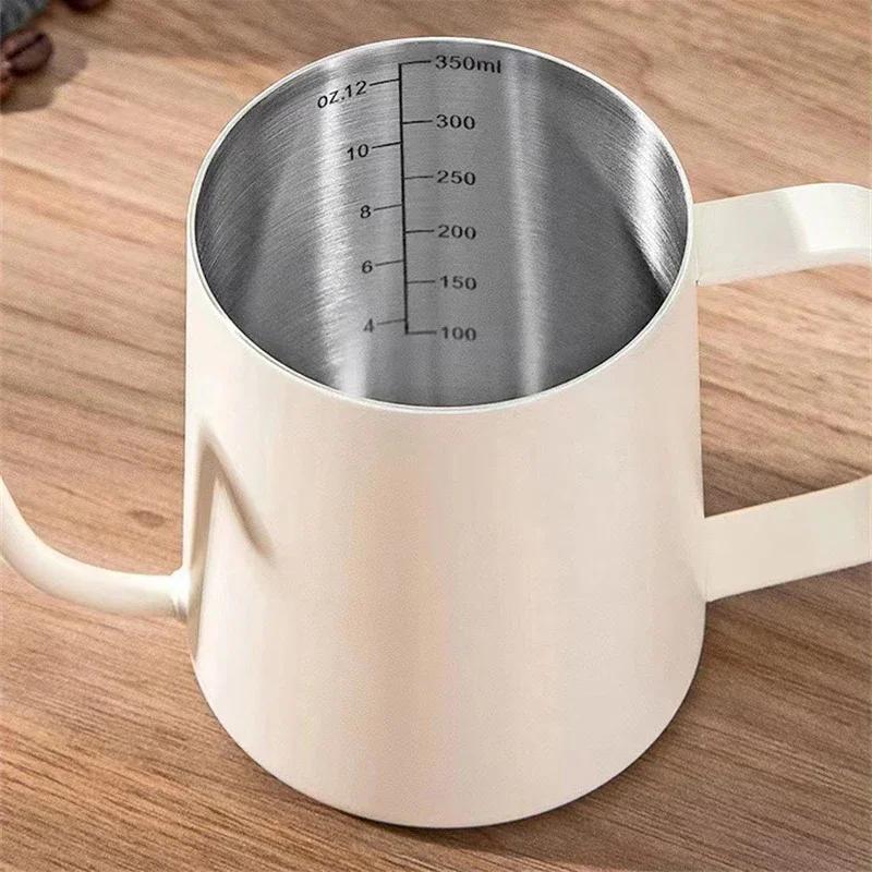 304 Stainless Steel Coffee Pour Over Kettle Slim Mouth Long Hanging Wooden Handle Pot Coffeeware Drip Gooseneck Kettle Graduated