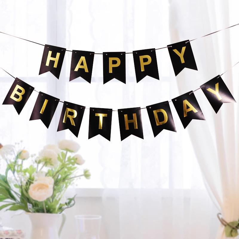 Fishtail Flag Happy Birthday Birthday Letter Pull Flag Children'S First Birthday Decoration Arrangement Pull Strip