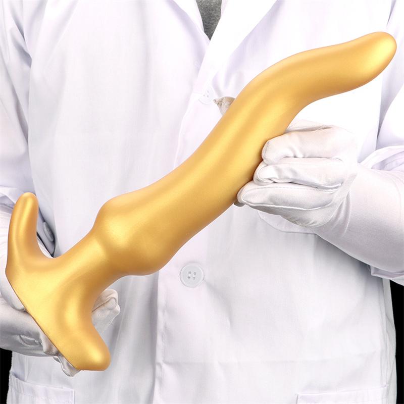 Goldene Silikon-Analstöpsel Arschloch Extra lange tiefe Analstöpsel erweiterter Analclub weibliche Masturbation