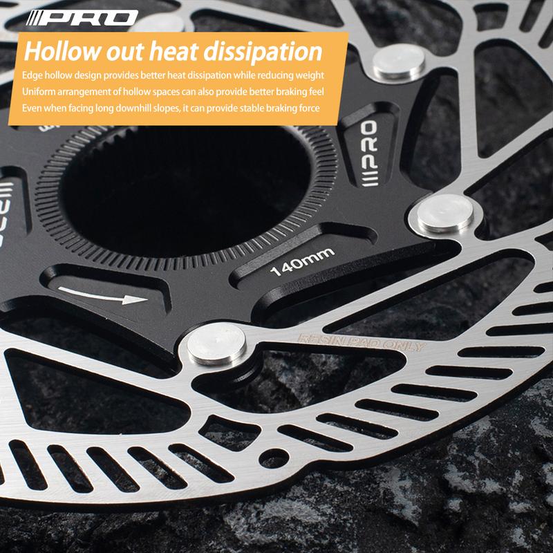 IIIPRO 6-Bolt Centerlock Ultra-Light Disc Brake Rotor with Heat Dissipation for MTB Road Bike 140mm/160mm High-Performance Brake