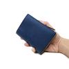 Baggy Port Half Wallet, Indigo-Dyed Leather with Straight Embossed Pattern, Men's and Women's Unisex Bifold Wallet ZYS-296 (Dark Blue)