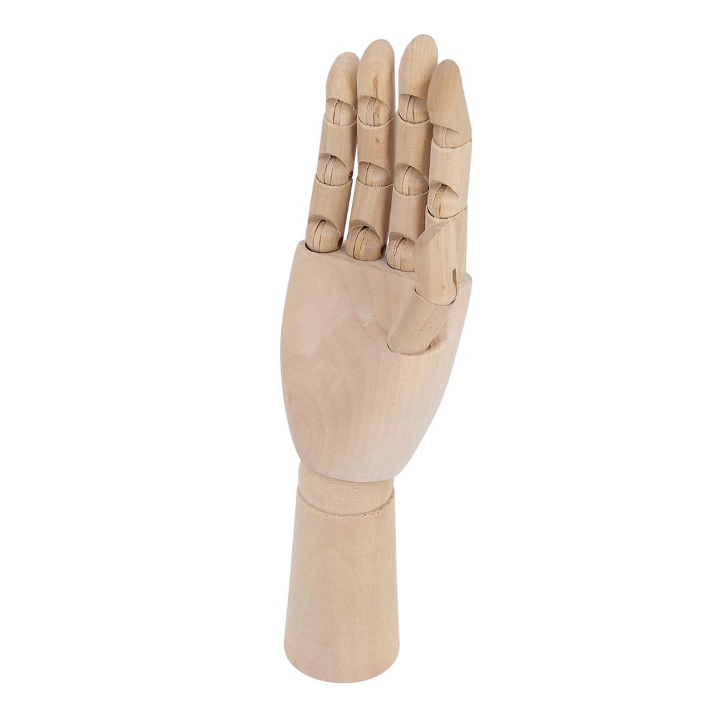11.8in Wood Hand Model Non Slip Flexible Wooden Manikin Hand for Jewelry Display Sketch Painting