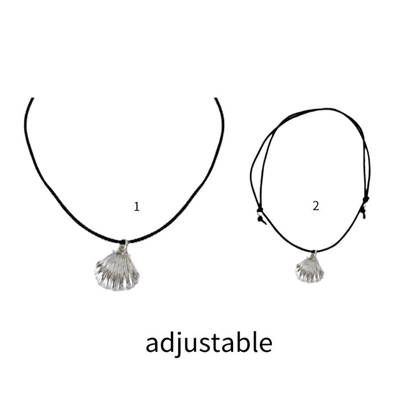 Muschel Anhänger Halsband Armband Verstellbar Schwarzes Seil Choker Halskette Schmuck Hals Schlüsselbeinkette