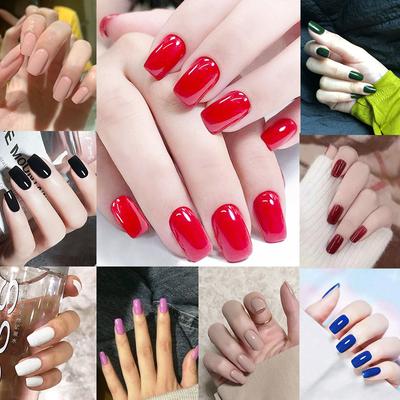 24 ks viacfarebná kolekcia štvorcová hlava jednofarebné falošné nechty v škatuľke nail art DIY svadobné nechty hotové falošné nechty