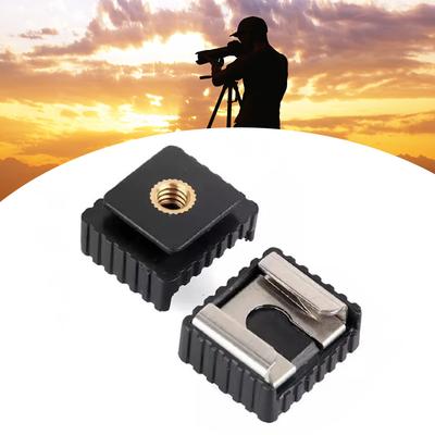 2Pcs Flash Hot Shoe Mount Adapter Flash Cold Hot Shoe Bracket Mount Adapter 1/4inch Screw For Studio Tripod Photography