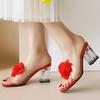 Clear Heels Women's Slippers Sweet Bowtied Summer Shoes PVC Transparent Sandals Women Yellow White Party Shoes Large Size 48