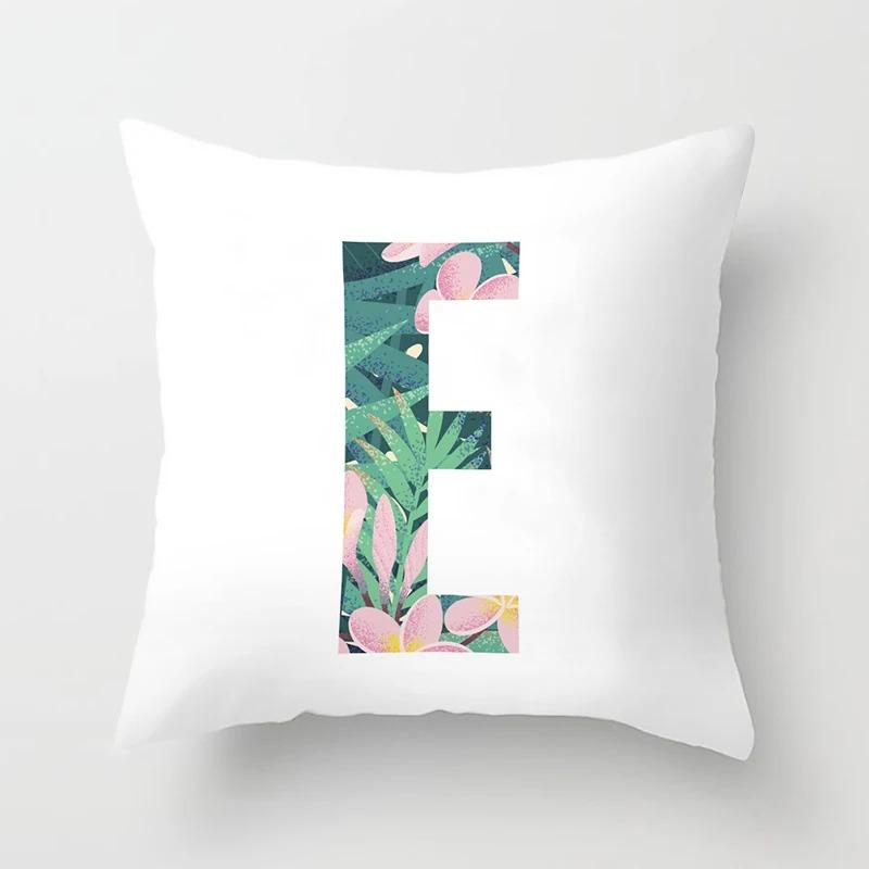 Luxury Home Pillowcase Square Office Decoration Cushion Cover Simple Floral English Letter Pattern Decoration