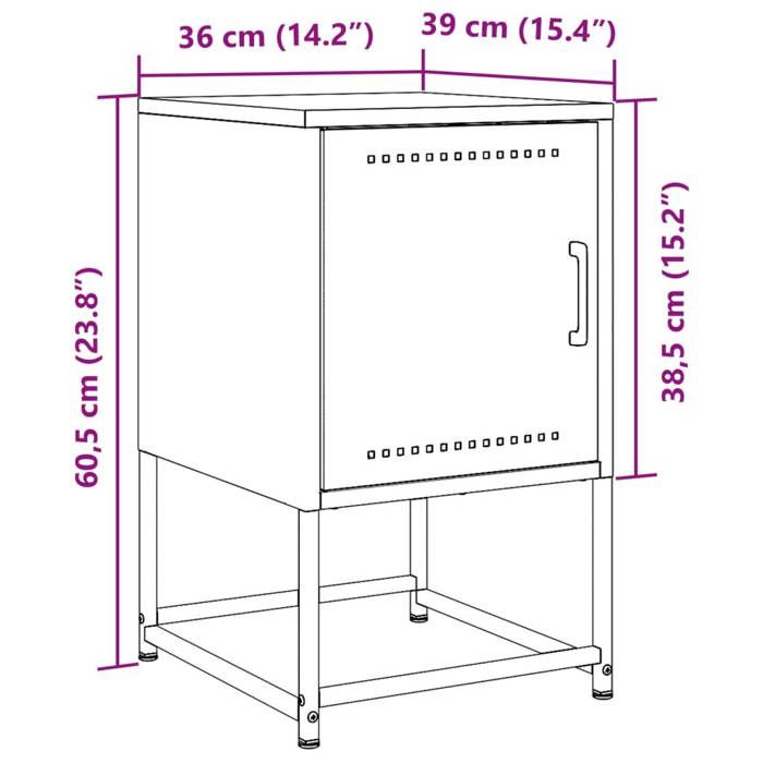 VidaXL Pink Bedside Table 36x39x60.5 Cm Steel, Cabinet, Side Cabinet, Phone Stand, Bedside Table, Furniture 846448