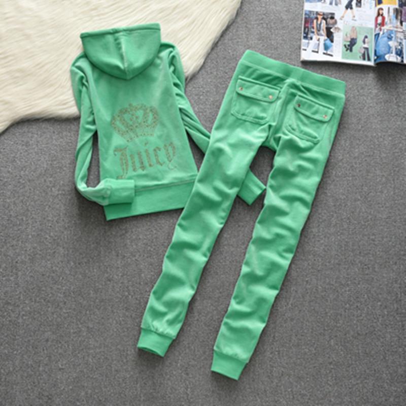 European Spring/Autumn JC Fashion Gold Velvet Women's Sportswear Set with Hotfix Letter Details