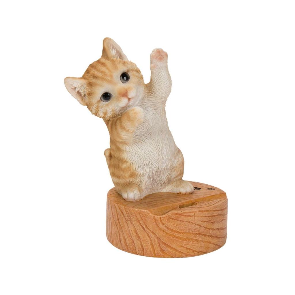 Ubia Dancing Brown Tabby Cat Smartphone X X 16 Doll Animal Garden Cute Stand, 12.8 9.7 Cm, Figurine, Ornament, Decor, Realistic, Cat, H20355-1