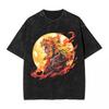 Anime Demon Slayer Rengoku Kyoujurou Graphic Tshirt Men Cotton Street T-shirts Washed Oversized T Shirt