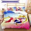3-teiliges Sailor Moon Design Bettwäsche-Set - HD-bedruckte Bettwäsche mit 1 Bettbezug und 2 Kissenbezügen - Perfekt für die Heim- und Wohnheimdekoration