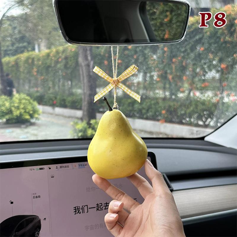 Simulated Fruit Car Ornament Cute Foam Fruit Decoration Persimmon, Orange, Peach Shapes Auto Interior Decor Accessories