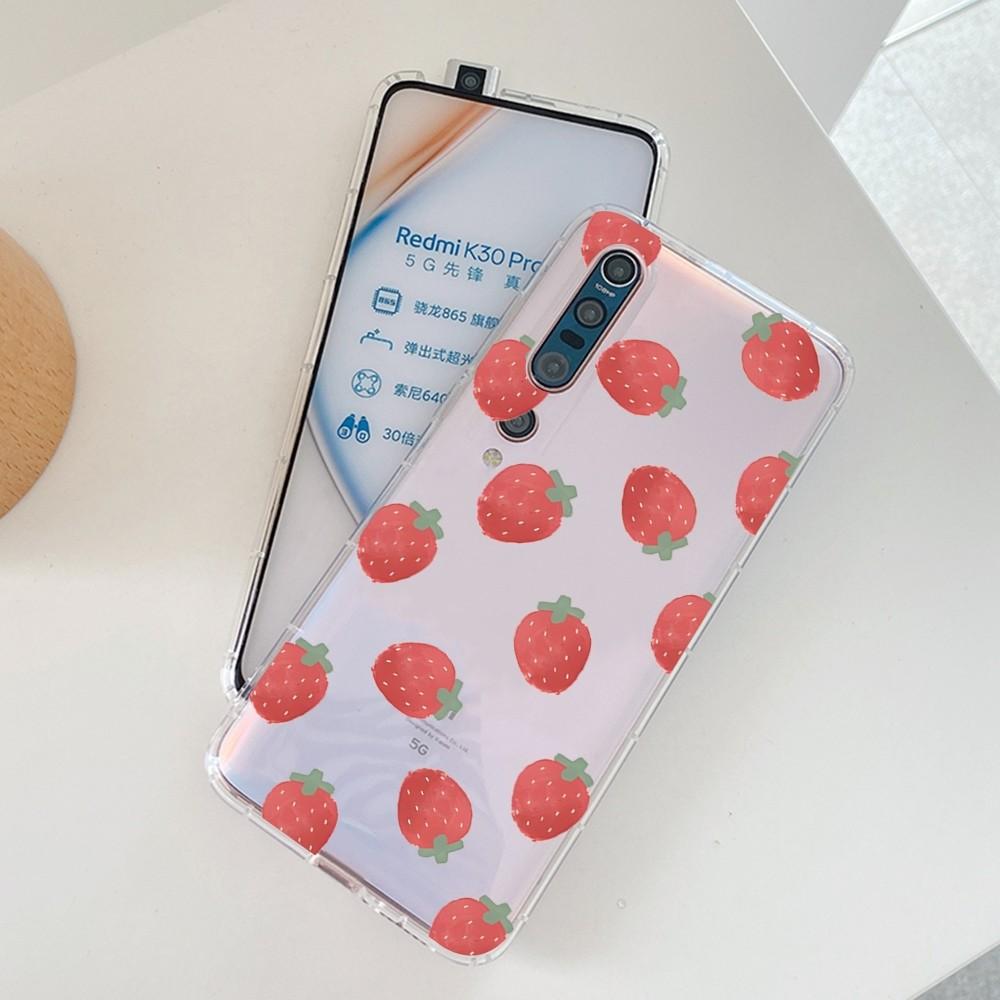 Cute Strawberry Phone Case For Samsung S 20 21 22 23 for Redmi Note7 8 9 10 for Huawei P20 30 40 Clear Case