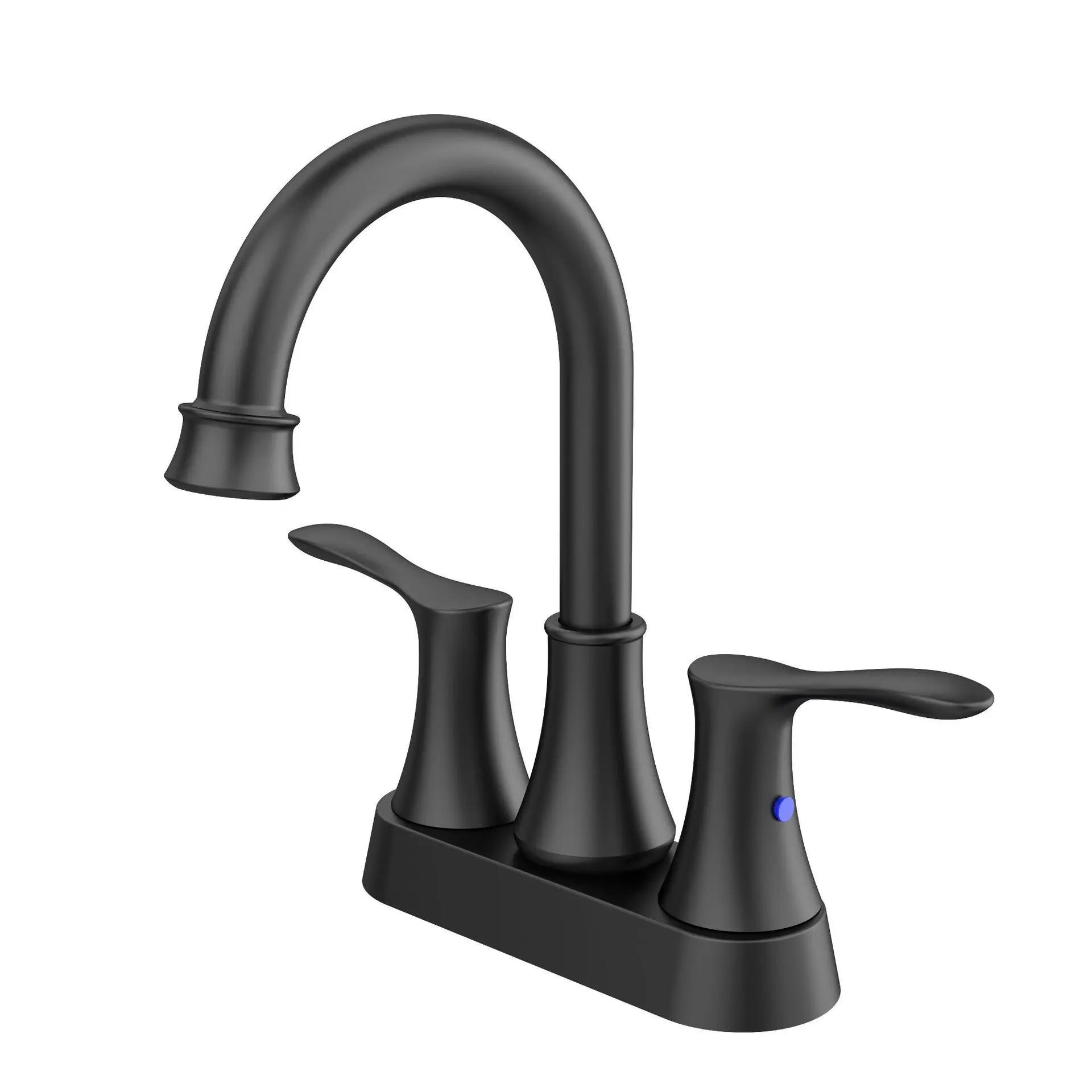 

Смеситель для раковины из нержавеющей стали 304, горячая и холодная вода, два отверстия для шкафа для ванной комнаты, раковина, матовый золотой водопроводный кран чёрный