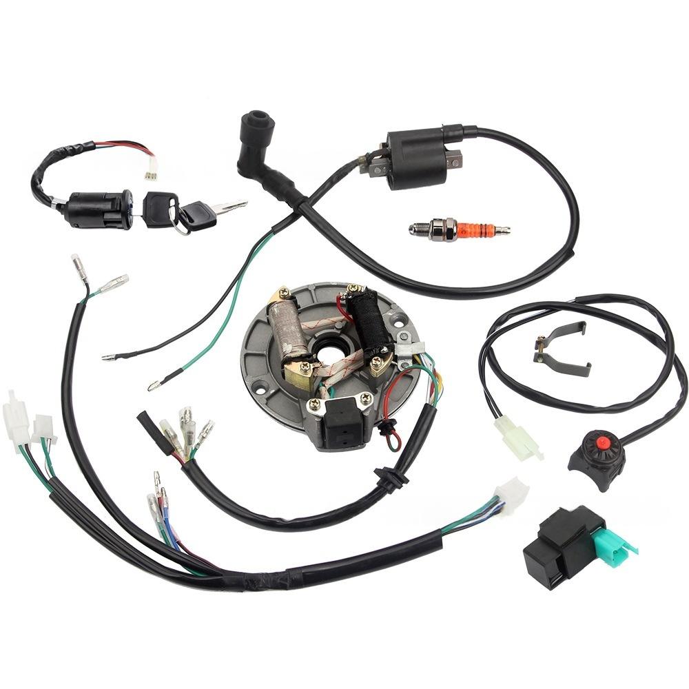 CDI Ignition Coil A7TC Spark Plug Kill Switch Wire Harness Magneto Switch Keys Lock Set For 50 70 110 125 140cc 4T Dirt Bikes