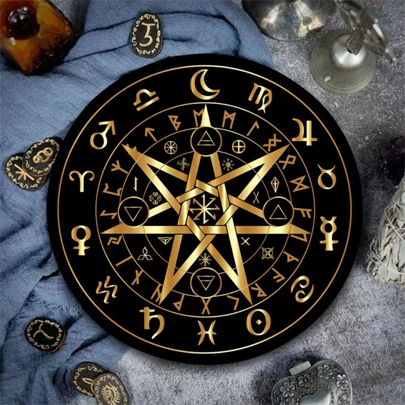 Dowsing Divinations Mat Pad Rune Pattern Astrology Pendulums Chart Mat Balancing Meditations Decoration Tarots Pad