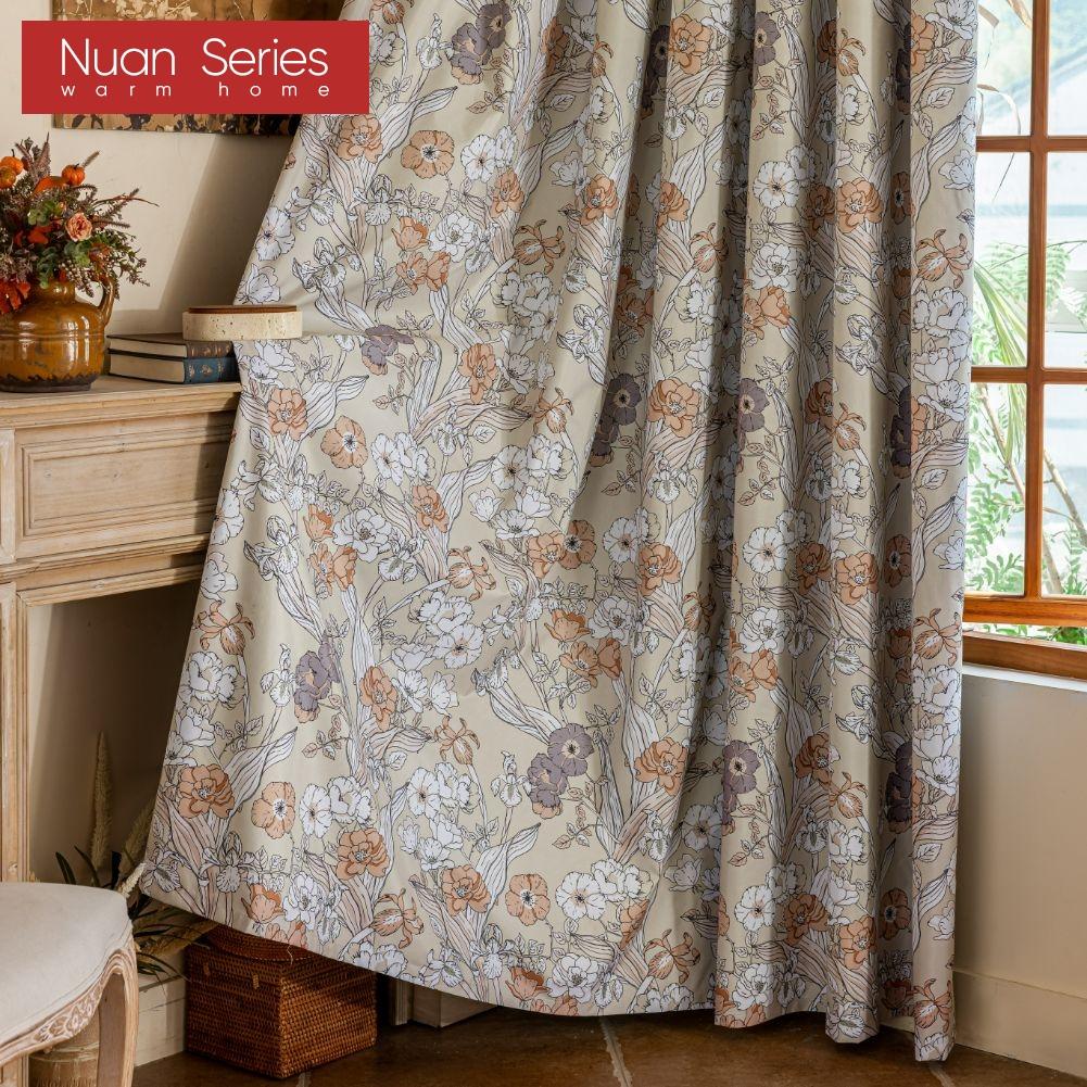 1PC Nuan Series French Romantic Antique Style Curtains with Printed Full Blackout Curtains for Bedroom Living Room Balcony Window for Home Decor