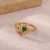 Vintage Romantic Green Stone Anillos Women Geometric Irregular Rings Stainless Steel Gold Color Waterproof Jewelry Elegant Party
